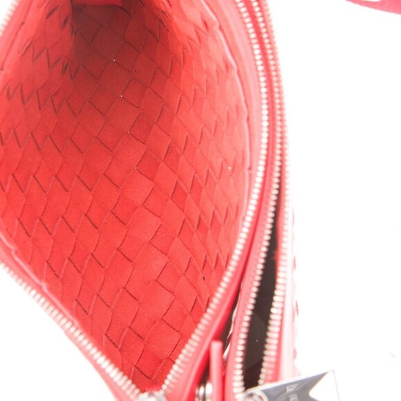 Bottega Veneta Intrecciato Leather Messenger Duo Bag- Red - Picture 3 of 10